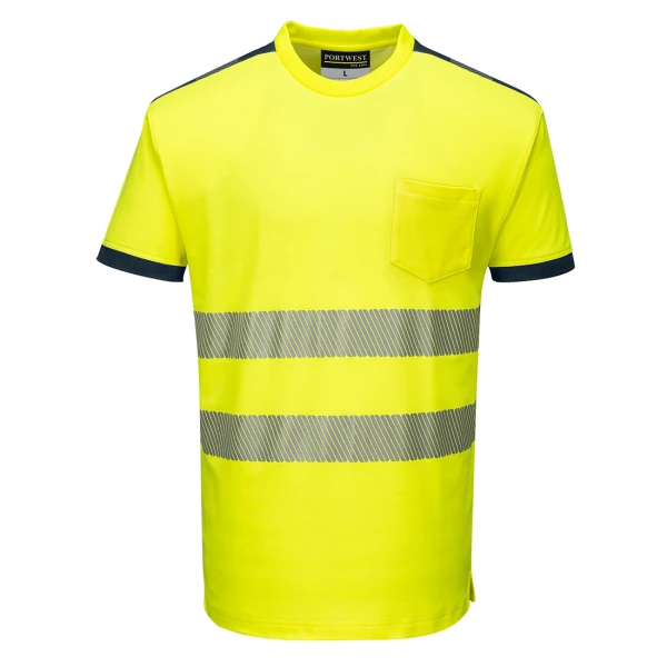 Camiseta m/c de alta visibilidad PW3 Amarillo/Marino