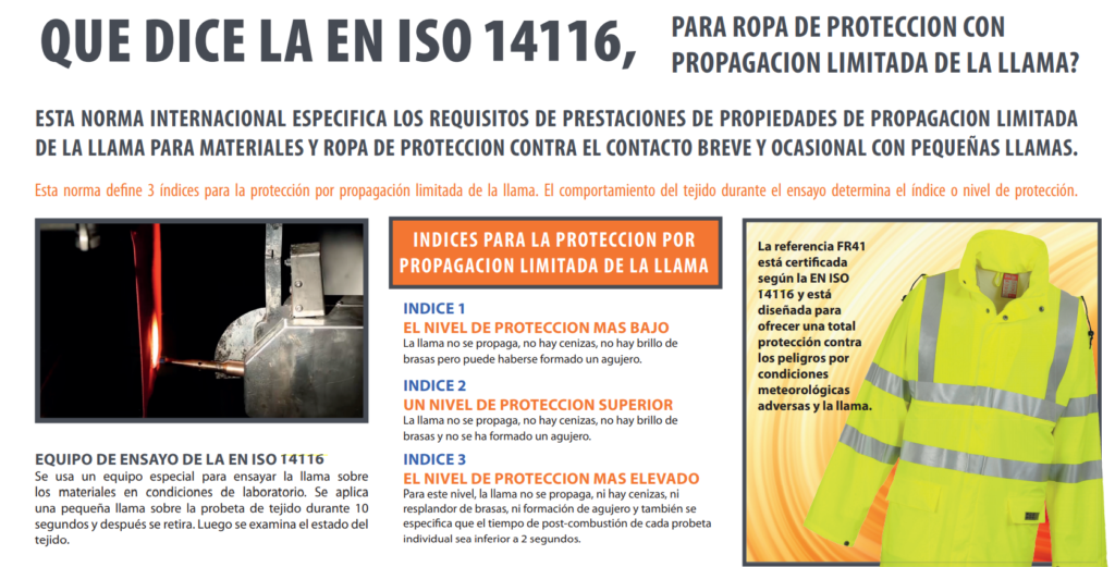 Metodos de prueba de la Norma ISO 14116 1024x521 - Normativa ISO 11612 / ISO 14116 sobre la ropa laboral resistente al fuego