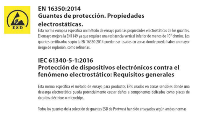 normativas guantes de proteccion propiedades electrostaticas - Normativas sobre los guantes de seguridad